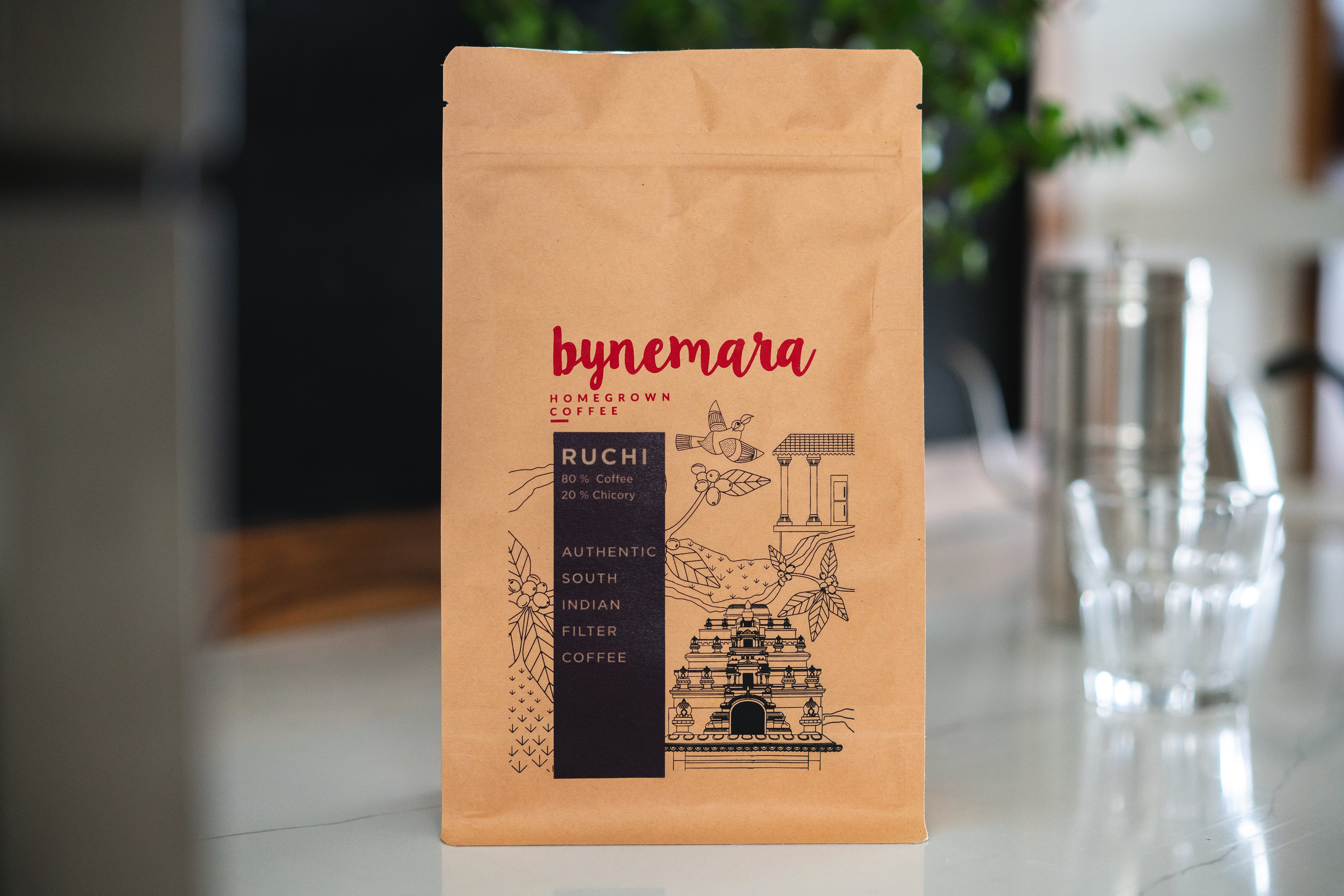 Ruchi south Indian filter coffee, flavor profile of chocolate and 20% chicory